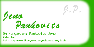 jeno pankovits business card