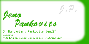 jeno pankovits business card